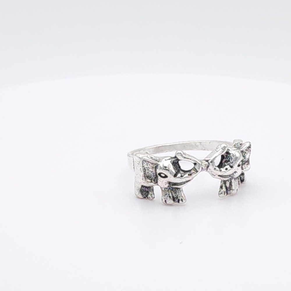 Silver Elephant Wrap Ring Size 7 Animal Band Statement - Picture 5 of 15